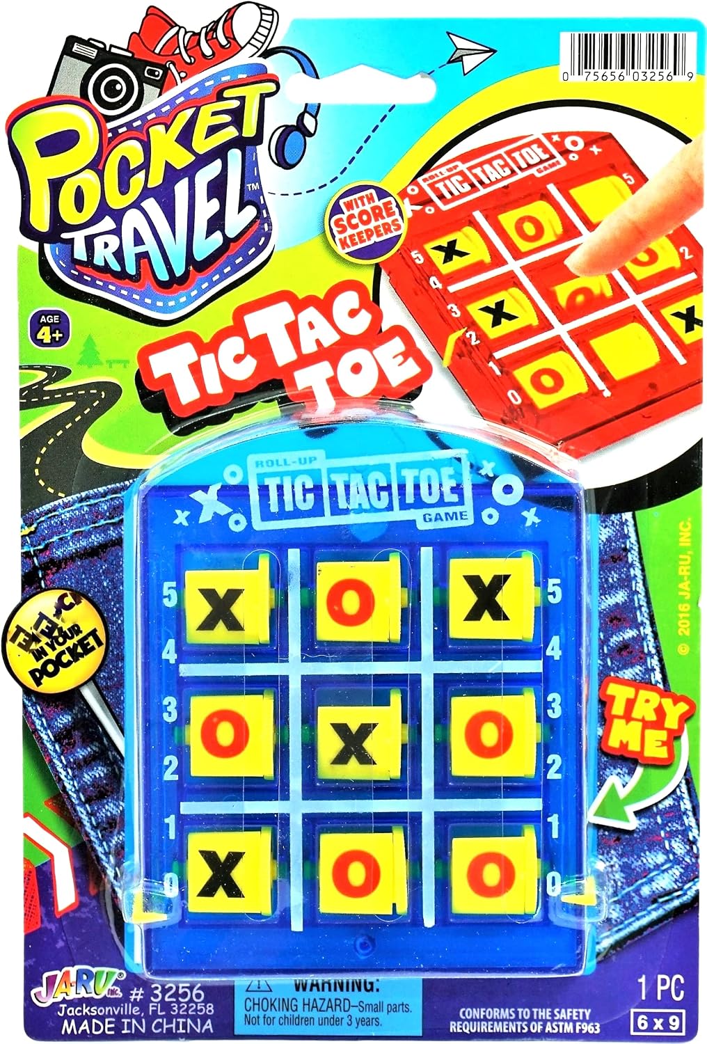 JA-RU Portable Tic Tac Toe Mini Board Game (1 Pk) 3256-1p | Classic Pocket Travel Size Game for Kids. Party Favor & Birthday Stocking Stuffer.