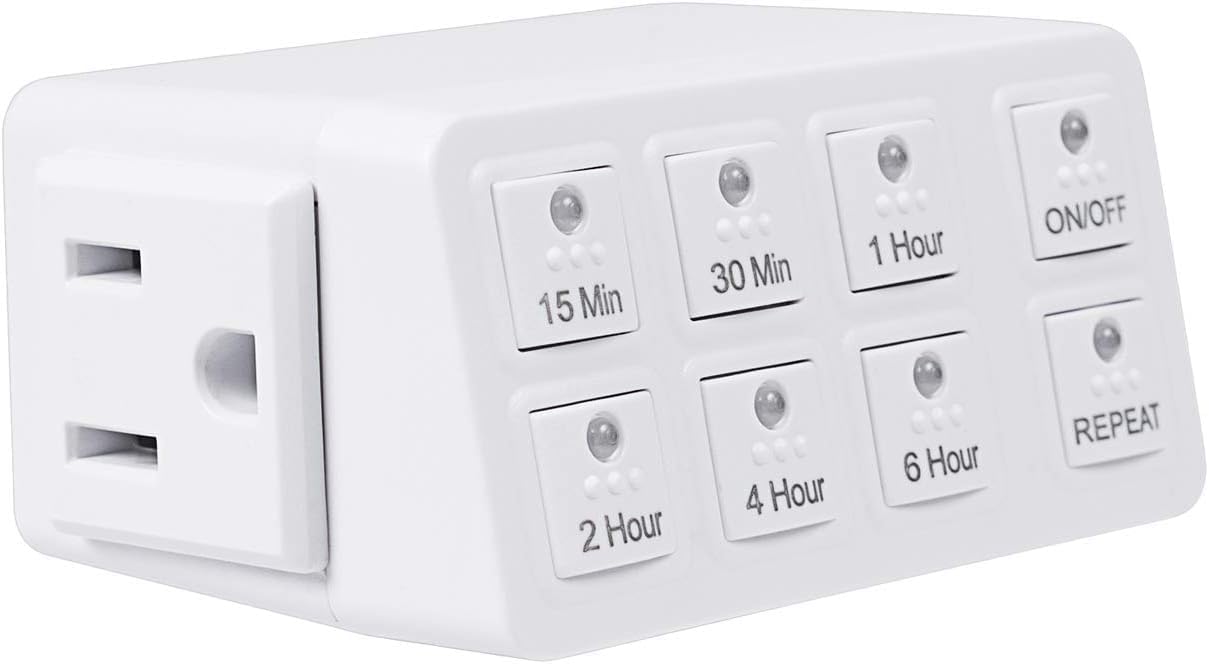 BN-LINK Indoor Countdown Timer with Repeat Function, 3-Prong Outlet Timer | Heavy Duty Accurate Compact Size for Charger Vacation Security, 15A/1875W 1⁄2 HP ETL Listed