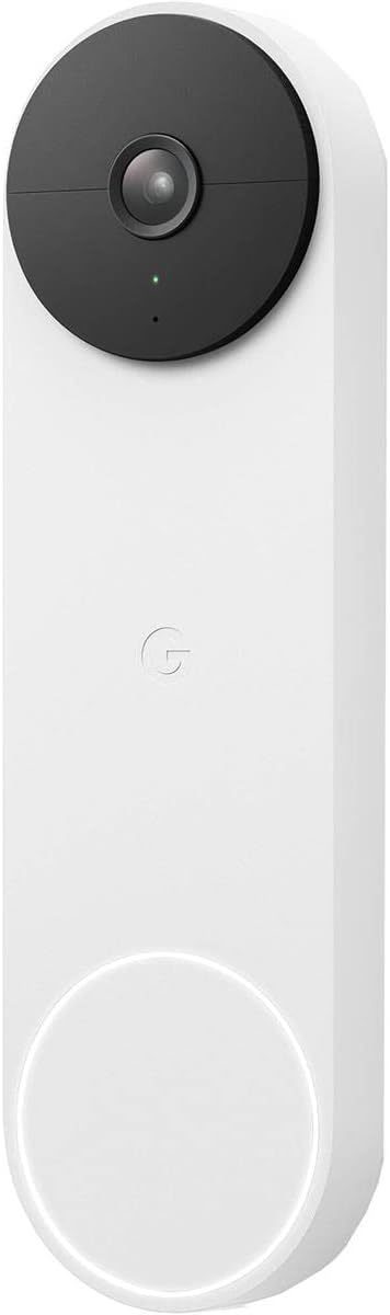 Google Nest Doorbell (Battery) – Snow | 6x digital zoom video doorbell, HD, 24/7 live view, Night vision, HDR, works with Google Home & Gemini