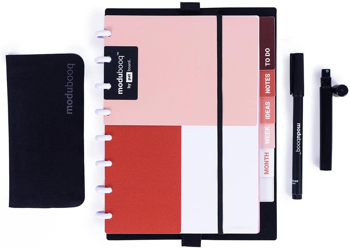 MODUBOOQ organizer, apricot – Modular Reusable Smart Notebook A5 – Notebook with Tabs & Discbound System – 40 modular pages with duratech3 technology – Washable and writes like paper