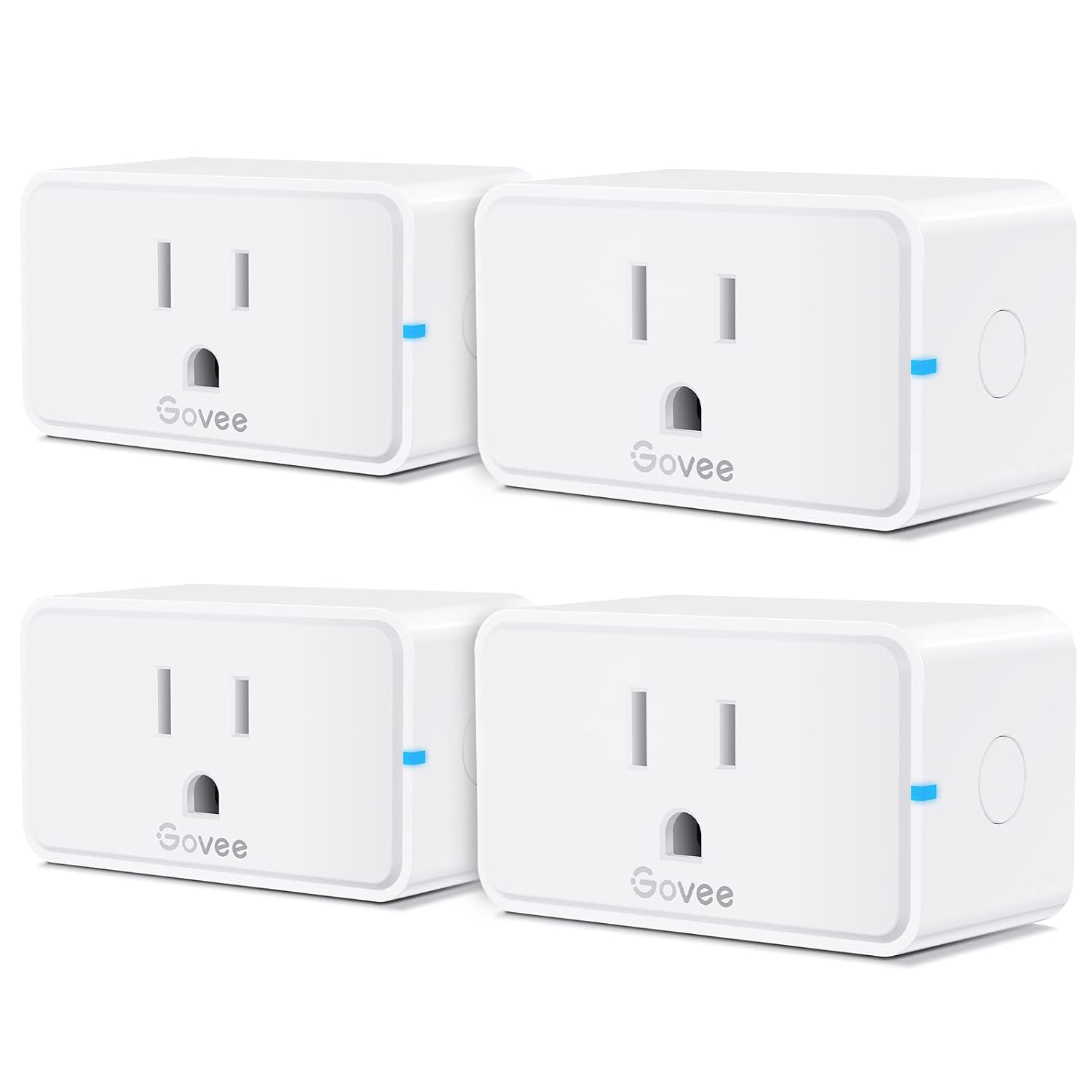 Govee Smart Plug 15A, WiFi Bluetooth Outlets 4 Pack Work with Alexa and Google Assistant, WiFi Plugs with Multiple Timers, Govee Home APP Group Control Remotely, No Hub Required, ETL&FCC Certified | Works with Alexa & Google Assistant, Support Multiple Timers via Govee Home APP, No hub required, ETL & FCC Certified