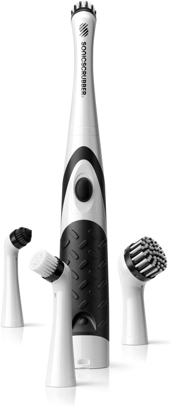 SonicScrubber Household Cleaning Brush Power Scrubber – Electric Spin Scrubber Brush for Home, Kitchen & Bathroom – Grout Cleaner & Removes Mould (Washing-Up System Spin Brush)