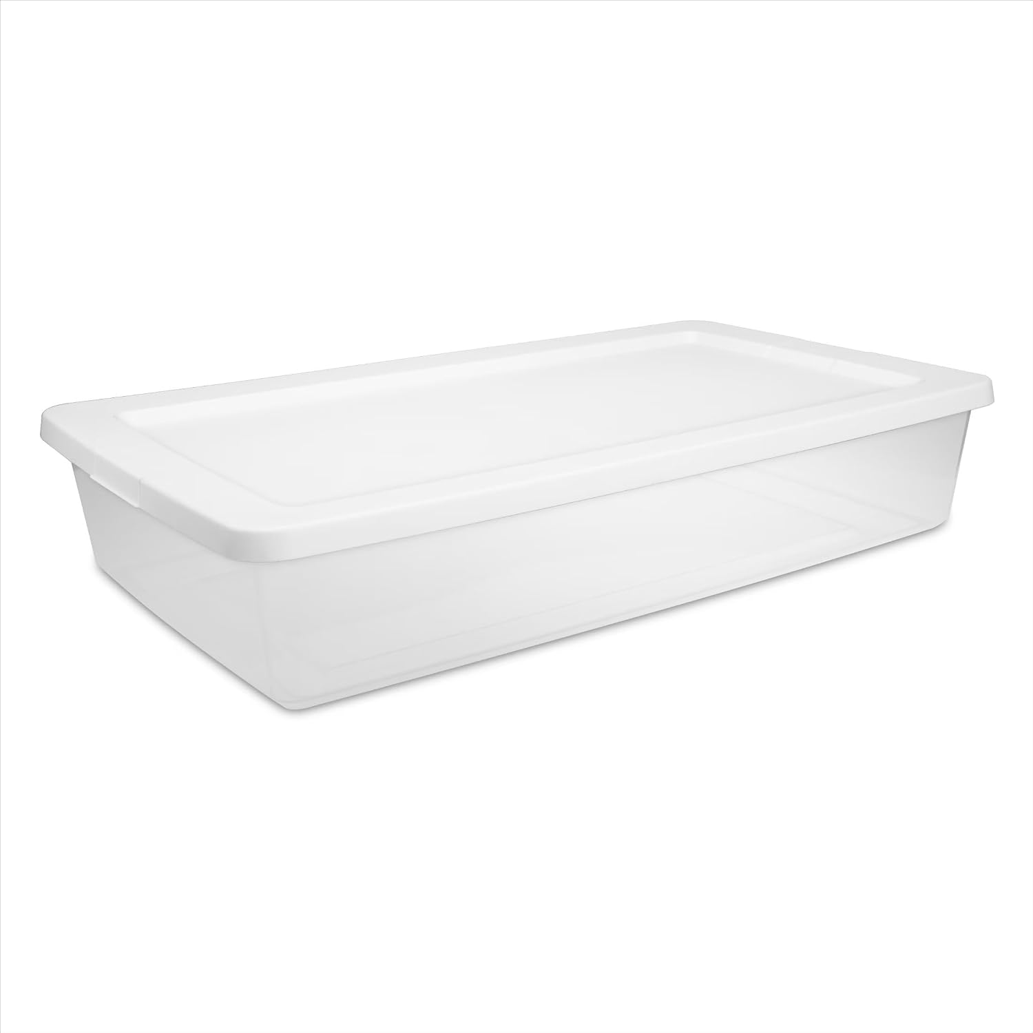 41-Quart Clear Plastic Under-Bed Storage Bin with Snap-Lock Lid | 29.3″ x 45.7″ x 15.2cm, Stackable Design, See-Through Body, Seasonal Clothing Storage, Secure Stacking Lid
