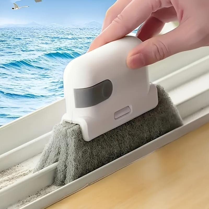Multifunctional Cleaning Brush for Windows, Doors, and More – 2 in 1 Kit for Home and Car, Gray