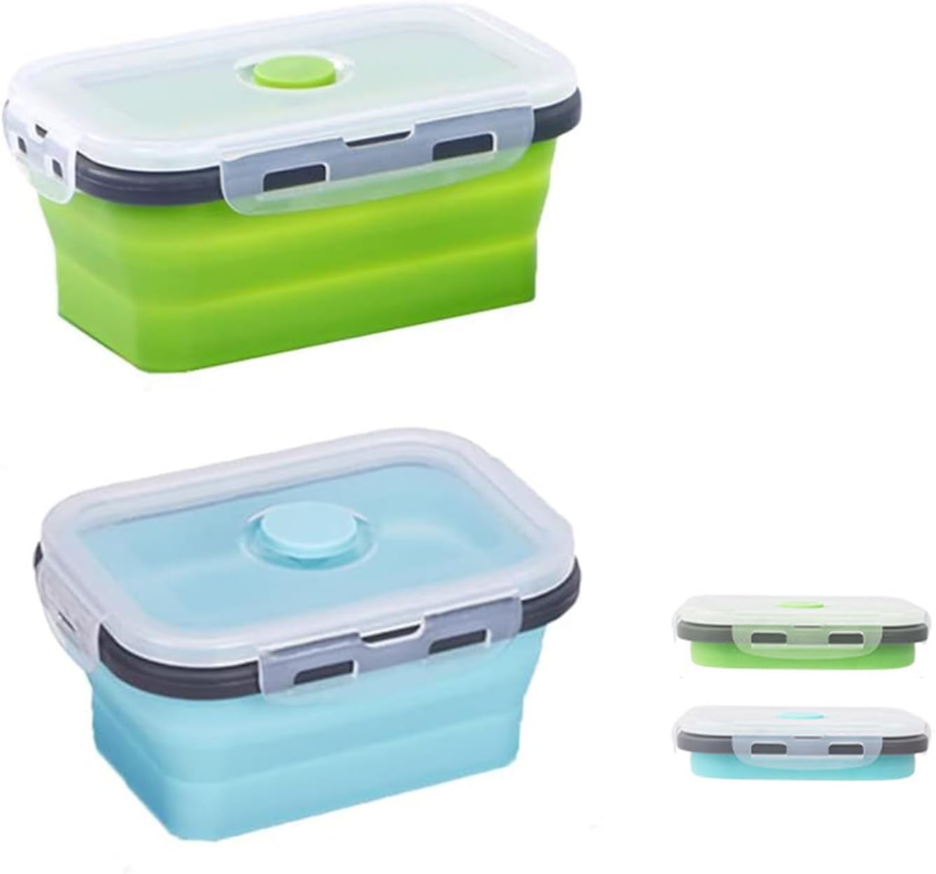 2 Pcs Collapsible Food Storage Containers with Lids and Vent, Silicone Food Storage Containers, Microwave Freezer Dishwasher Safe