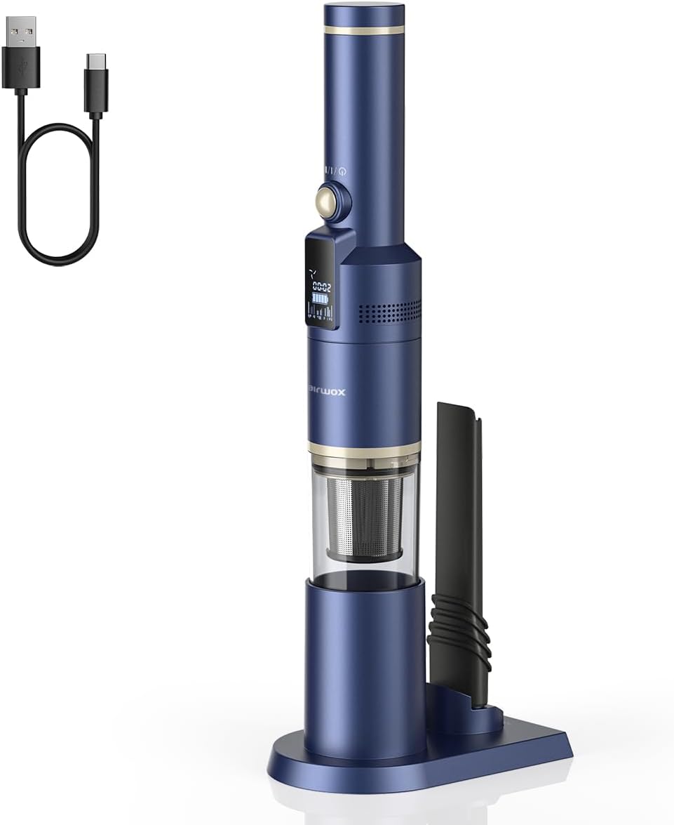 Handheld Vacuum Cordless, 12KPA Mini Vacuum for Car, Home and Office | Portable small vacuum with brushless motor and LED screen, cordless rechargeable car vacuum, hand vacuums with strong suction