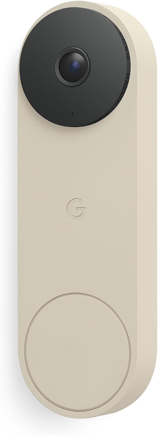 Google Nest Doorbell (Wired, 3rd Gen) – 2K Video, Live View – 2025 – Linen | Video doorbell, 2K HDR, intelligent alerts, color night vision, 2-way audio, works with Google Home & Gemini