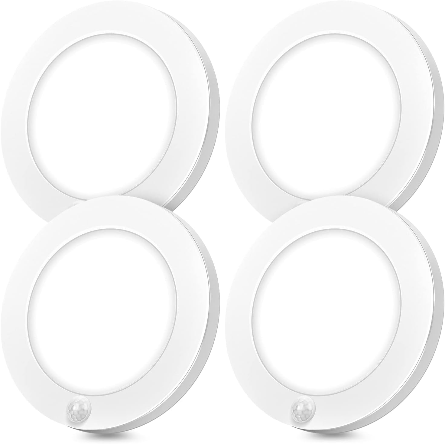 Motion Sensor LED Ceiling Lights, 1200LM & 15W(100W Equivalent), 3000K/4000K/5000K Selectable, 7.5inch Flush Mount Lighting Fixture for Indoor, Stairs, Pantry, Closet, Pack of 4, White | 3000K/4000K/5000K Adjustable, Non-Dimmable Motion Sensor Light Indoor for Laundry, Garage, Stairs, with Timer, 15W 1200LM