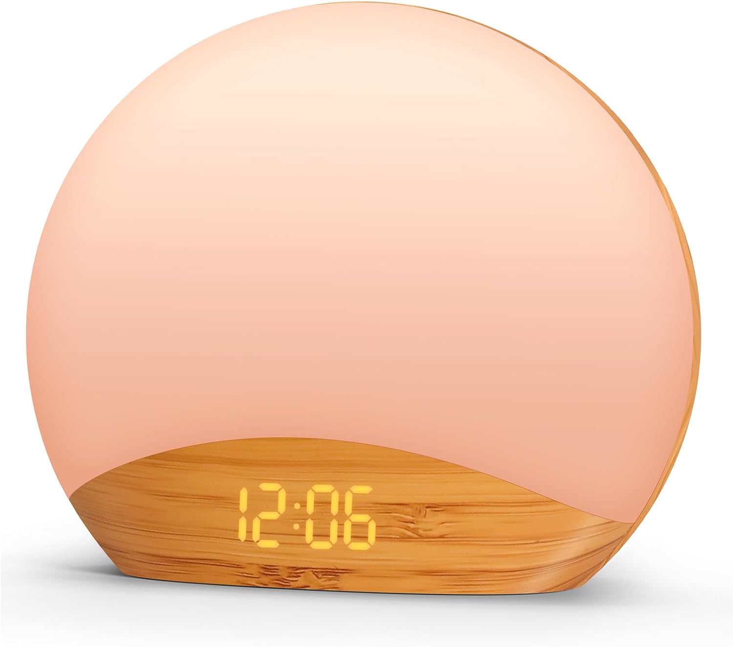REACHER Wood Grain Sunrise Alarm Clock and Sound Machine Nightlight | Digital Dimmable Clock for Bedroom, 26 Sleep Sounds, White Noise Machine for Baby, Adults, Wake Up Light Alarm Clock for Kids