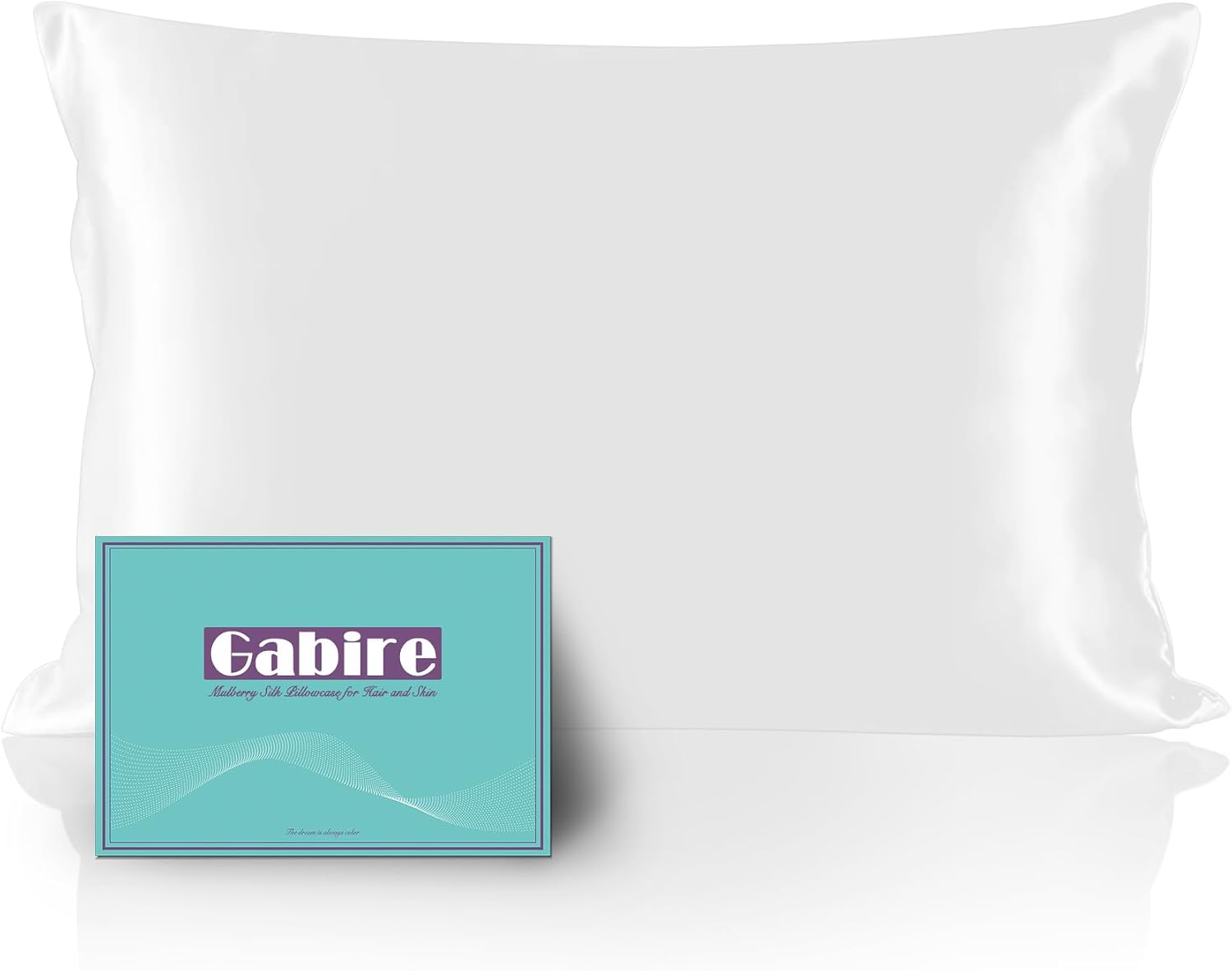 Gabire Mulberry Silk Pillowcase for Hair and Skin Prevent Acne Pillowcase Both Sides Real Silk Pillowcases Organic Silk Pillowcase with Hidden Zipper, White, Standard (20″×26″)