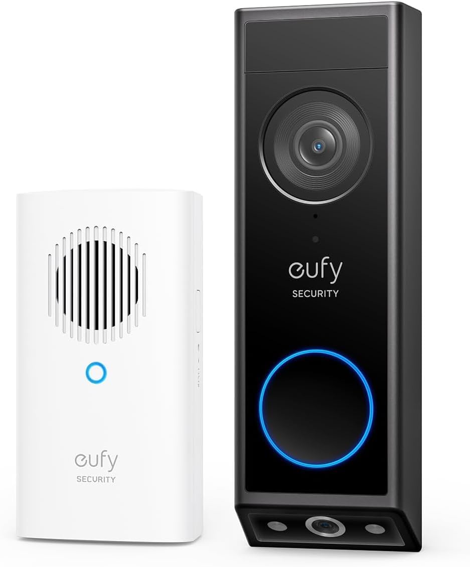 eufy Security Video Doorbell E340 Kit with Chime, 2K FHD, Built-in 8GB | No subscription, head-to-toe view, wireless or wired, color night vision, two-way talk, AI motion detection
