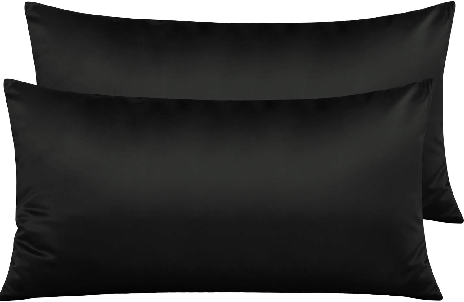 NTBAY King Satin Pillowcases, Set of 2, Zipper, Black | Smooth Silky Microfiber Satin Pillowcases with Hidden Zippers for Hair and Skin, 20 x 36 Inches, Pillow Inserts Not Included