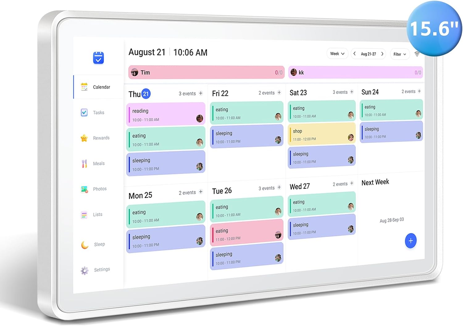 Digital Calendar 15.6″, Electronic Calendar Wall Touch Screen | Instant Phone Sync, Photo Gallery, Custom Lists, Task Charts, Family Calendar for Home Office Organization