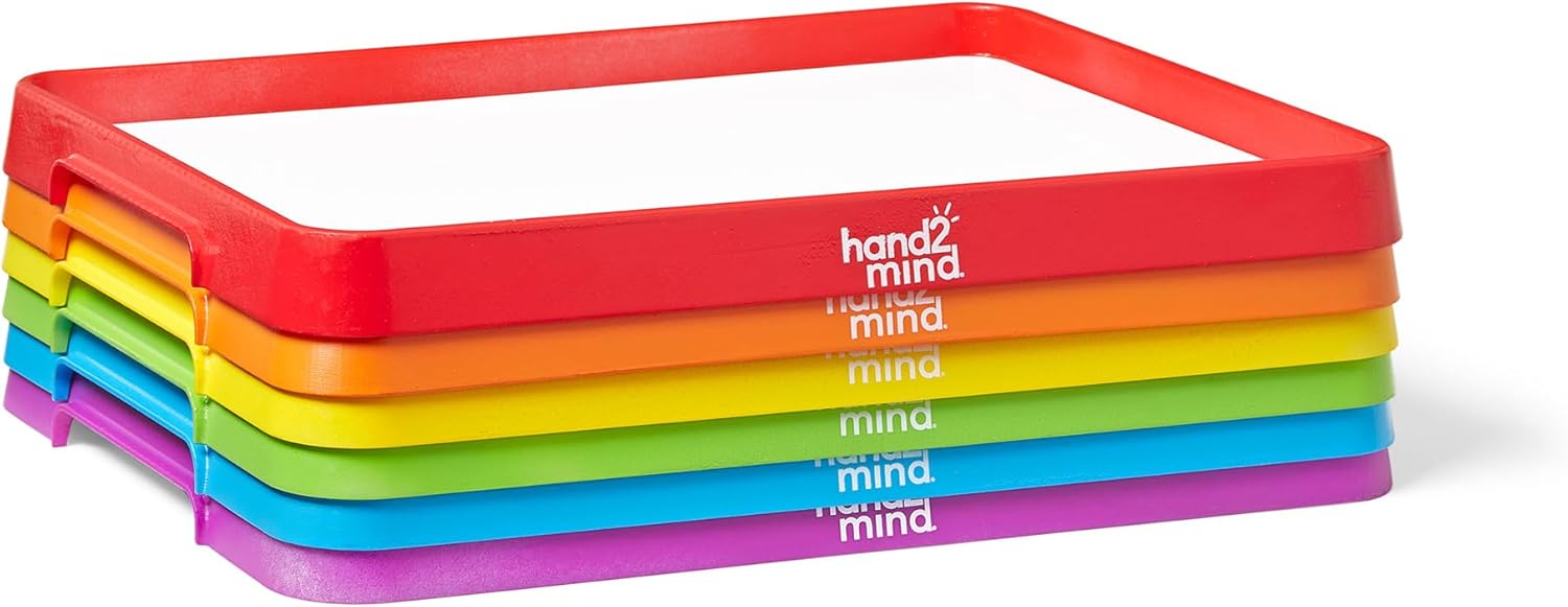 hand2mind Magnetic Dry Erase Activity Trays, Stackable for Classroom, White Boards for Kids, Science of Reading Materials, Multicolor, 1 Count