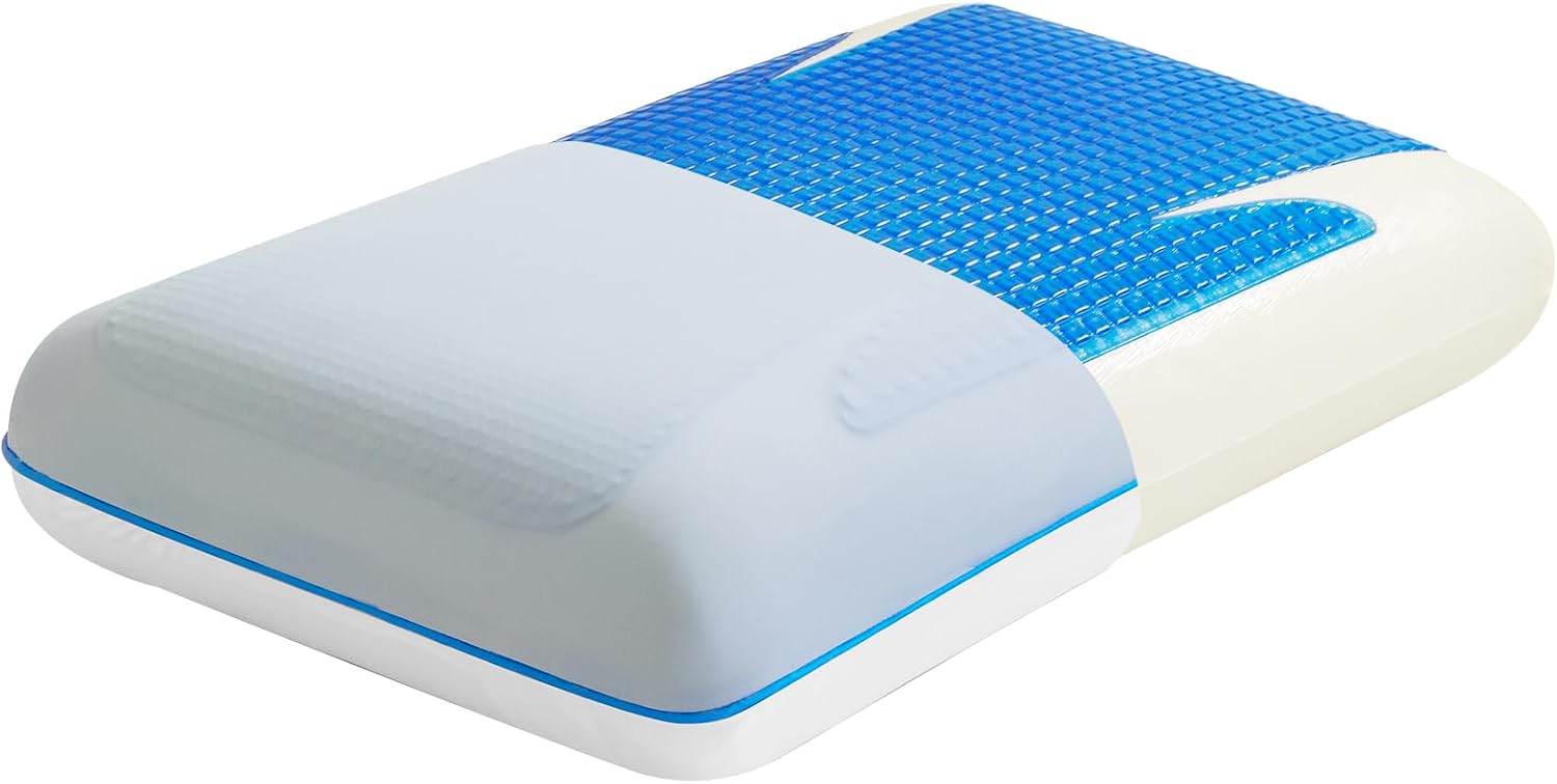 Cooling Gel Memory Foam Pillow for Hot Sleepers, Medium Loft Standard Size | Cooling Pillow for Side & Back Sleepers, Medium Firm Support for Neck & Shoulder Pain Relief, Reversible Washable Cover