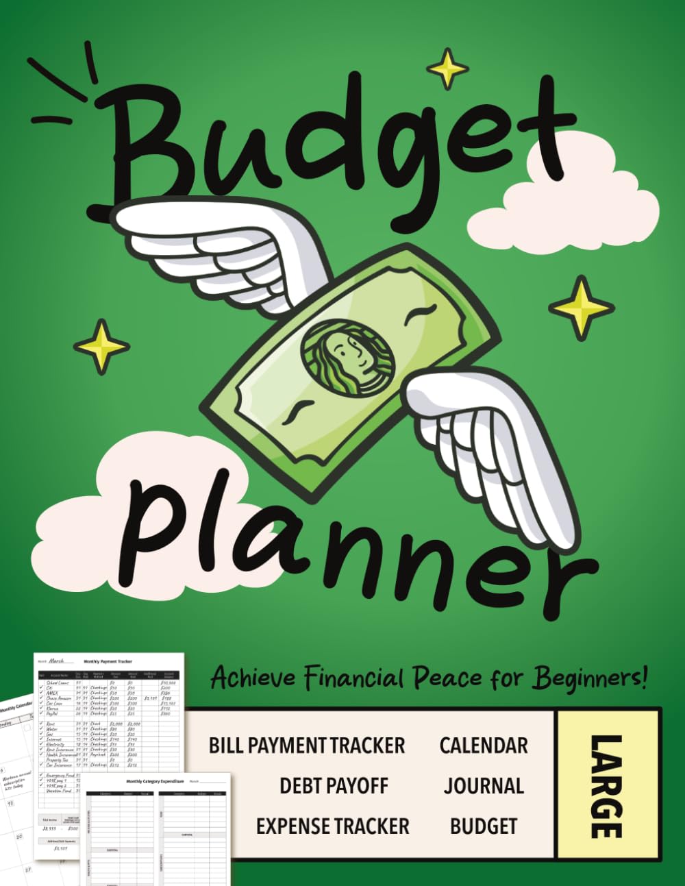 Achieve Financial Peace Budget Planner: 12 Month Practical Debt Workbook for Beginners in Large Size
