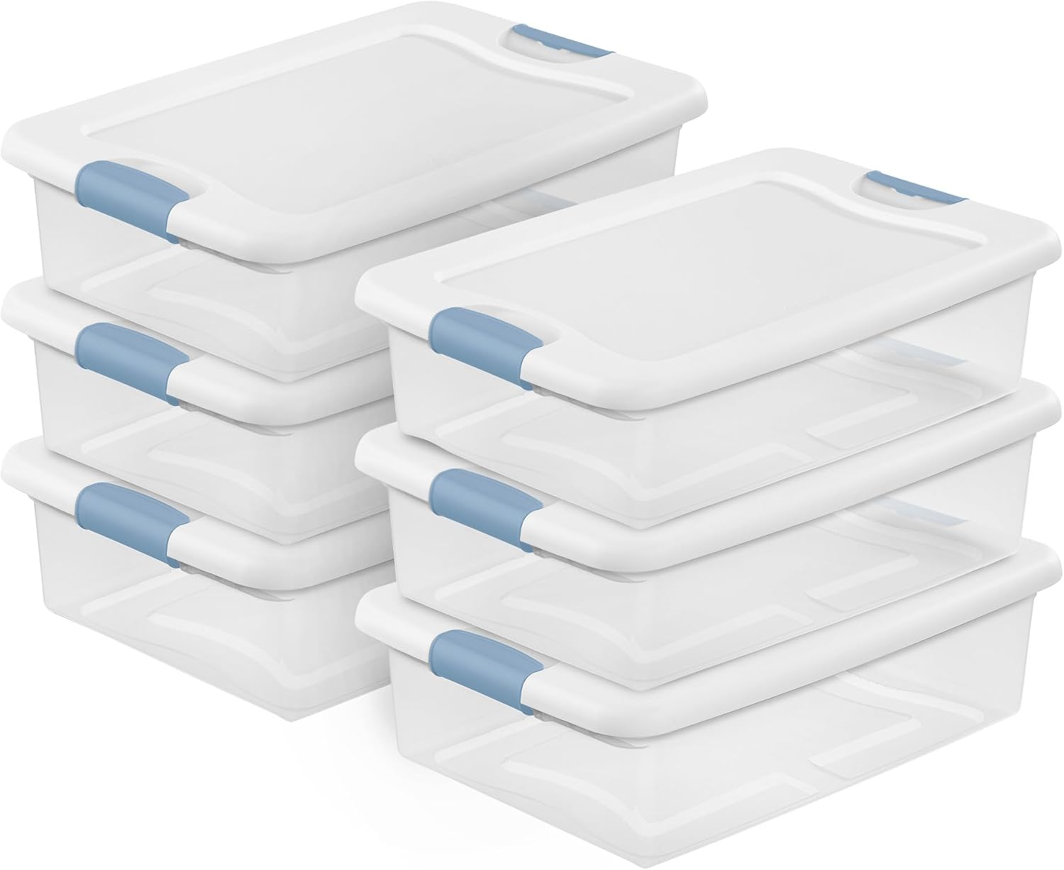 Sterilite Latching Box with Lids for Home and Office, 32 Quart, 6-Pack | Heavy-Duty and Stackable Plastic Containers with Latches for Closet, Cabinet, Bedroom, Bathroom and Dorm Room Organization