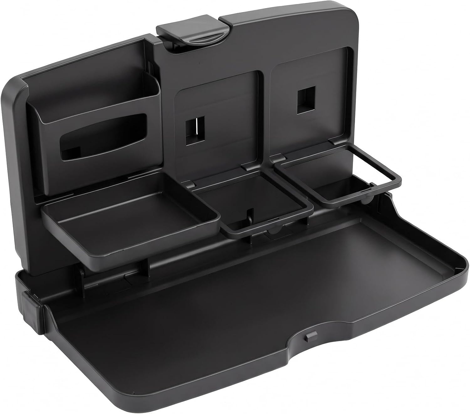 Car Back Seat Tray Table, Foldable Multifunctional Car Tray for Eating Working, Adjustable Travel Desk with Phone & Cup Holder, Universal Car Seat Desk Tray for Rear Passenger & Kids (Black)