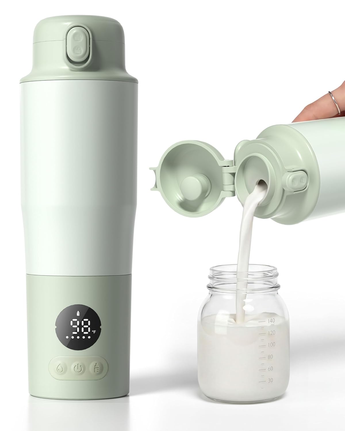 Portable Bottle Warmer for Travel – 3.94” Wide Mouth for Easy Cleanup, Dual Modes for Breast Milk & Water, Precise Temp & Long Battery Life, Ideal Baby Essentials for New Moms & Outdoor Use