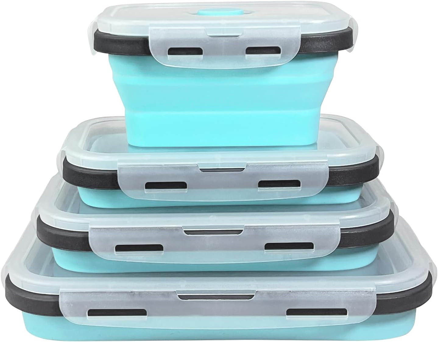Guyuyii 4 Pack Space-Saving Collapsible Food Storage Containers with Lids | 12/17/27/40 oz Food-Grade Silicone Set for RV, Camping, Meal Prep, Small Kitchens – Microwave/Freezer/Dishwasher Safe