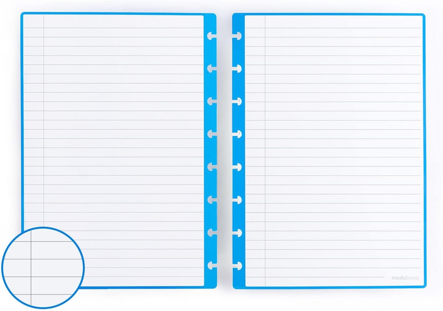 MODUBOOQ – 32 blue lined reusable duratech3 discbound pages – inserts with lines for smart notebook – A5