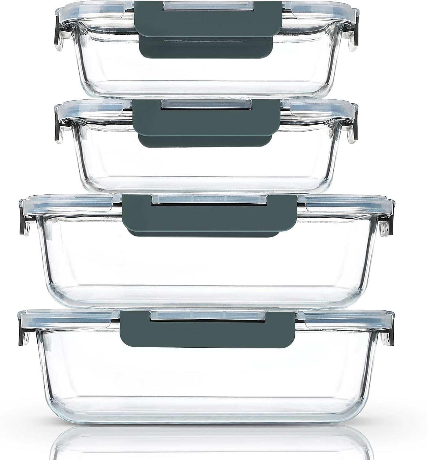 M MCIRCO 80 oz & 36 oz Extra Large Glass Food Storage Containers with Lids | Meal Prep Containers, 2 Pack 80 oz(10 cup) &2 Pack 36 oz (4.5 cup) Baking Containers, Microwave, Oven, Freezer, Dishwasher