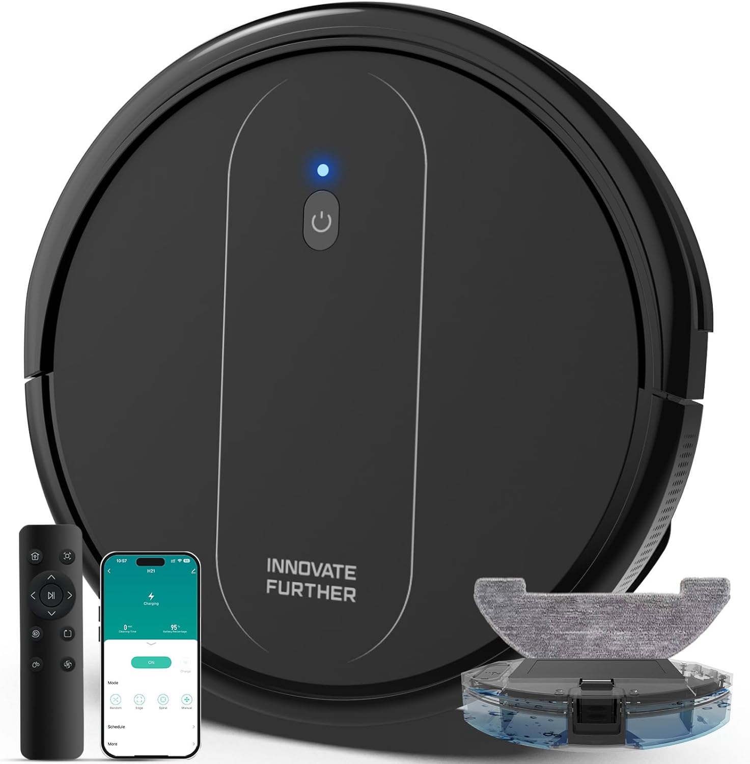 Robot Vacuum and Mop Combo: 5000Pa 3-in-1 Robotic Vacuum with Intelligent Navigation, Alexa＆APP Control, Quiet and Slim, Self-Charging Robot Vacuum Cleaner for Pet Hair, Hard Floors & Carpets