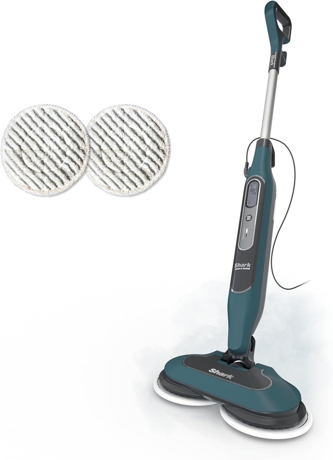 Shark Steam & Scrub Hard Floor Steam Mop, Teal, S8002BRN | 2 Steam Modes, 2 Dirt Grip Soft Scrub Pads Included, XL Removable Water Tank, Swivel Steering
