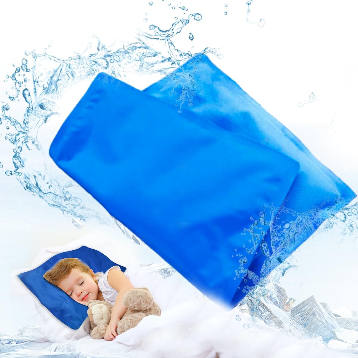 Cooling Pad Mat for Pillow – Cold Injuries Relief, Perfect for Night Sweats, Migraines, Fevers, Hot Flashes – Reusable (Blue)