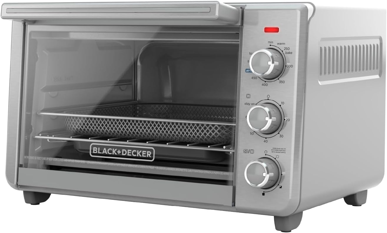 BLACK+DECKER 6-Slice Air Fry Toaster Oven, 5-in-1 Countertop Oven | Large toaster oven with air fry, EvenToast technology and room for six slices or a 12-inch pizza.