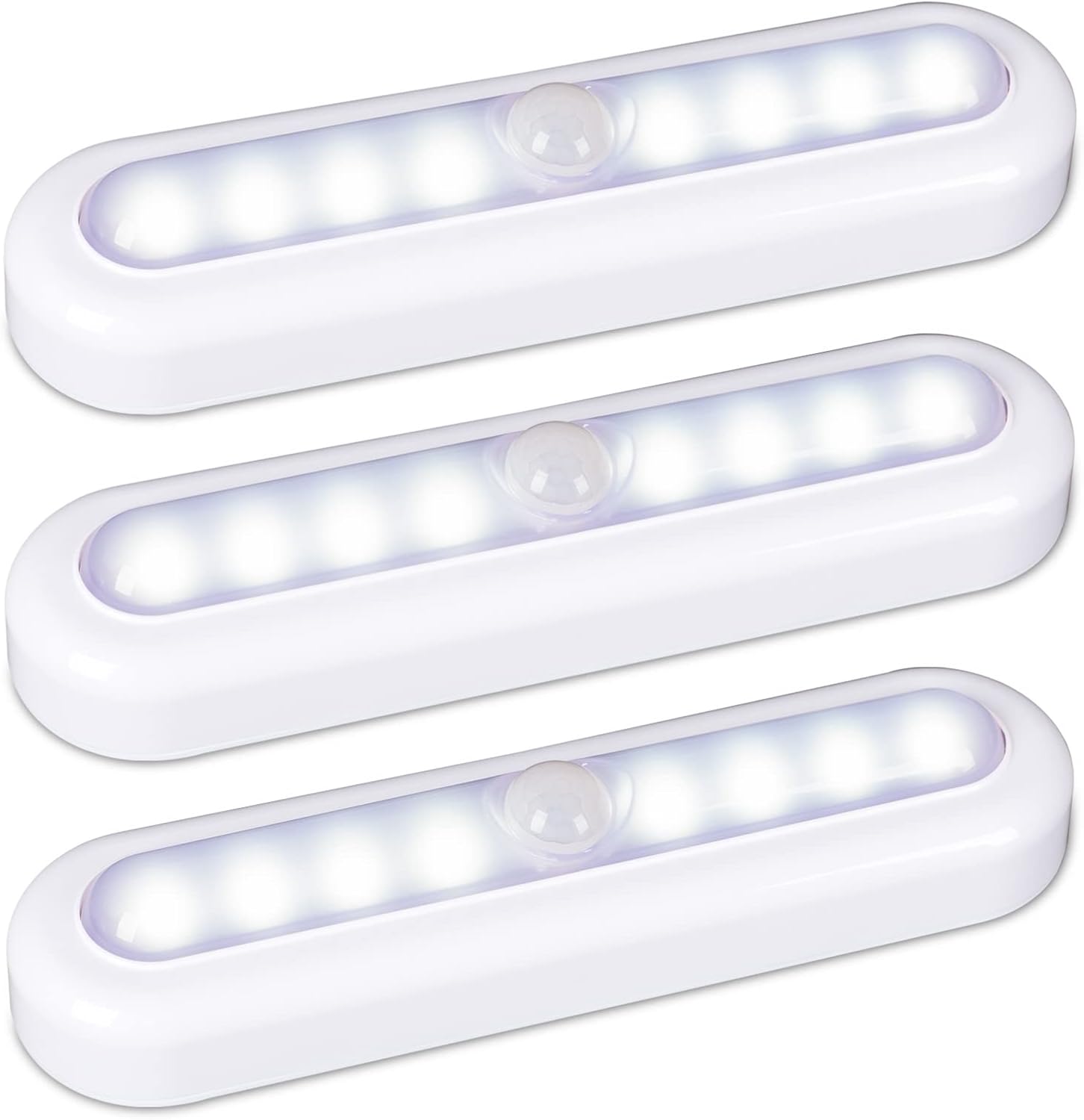 STAR-SPANGLED 7” Motion Sensor Lights Indoor AAA Battery, 3 Pack Cool White | 90° Swivel Bar, Strong Adhesive Stick on LED Lamp AAA Battery Operated Powered for Closet Stairs Under Cabinet Kitchen Pantry