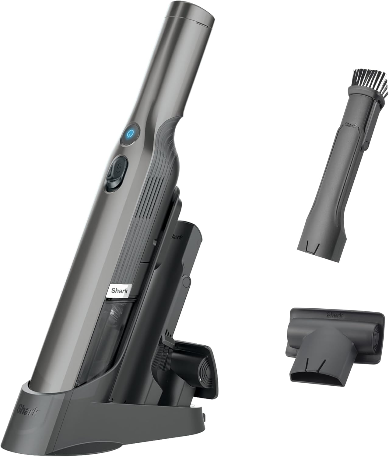 Shark WV201 WANDVAC Handheld Vacuum, Lightweight at 1.4 Pounds with Powerful Suction, Charging Dock, Single Touch Empty and Detachable Dust Cup,Graphite, Slate | Lightweight at 1.4 Pounds with Powerful Suction, Charging Dock, Single Touch Empty and Detachable Dust Cup