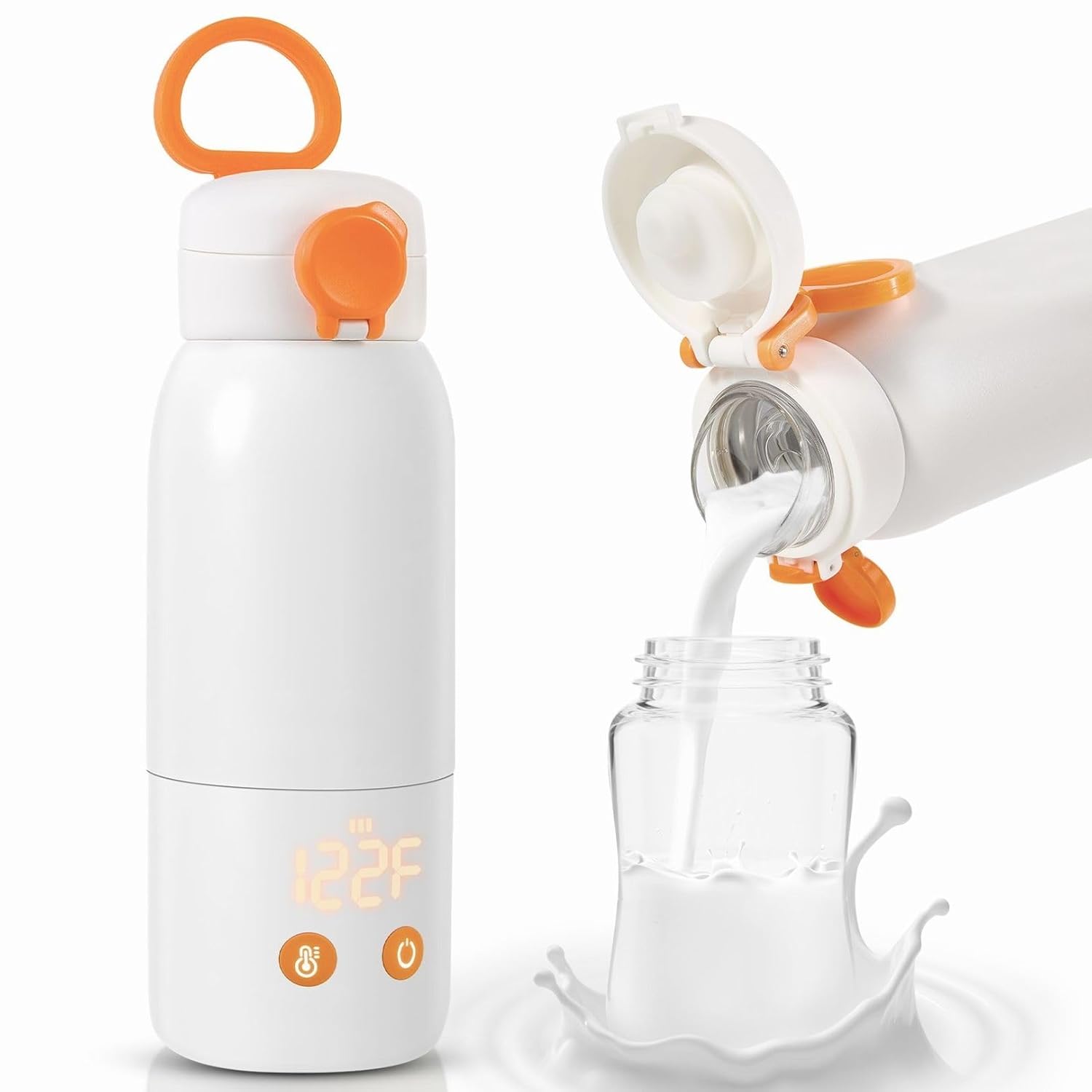 2 Mins Fast Heating, Portable Bottle Warmer for Travel, 12 Ounces On the Go | 4 Temp Control, 20H+ Keep Warm, 316 Stainless Steel, 2.5H Fast Charge, for Water, Breast milk, Formula milk, Leak Proof Cover
