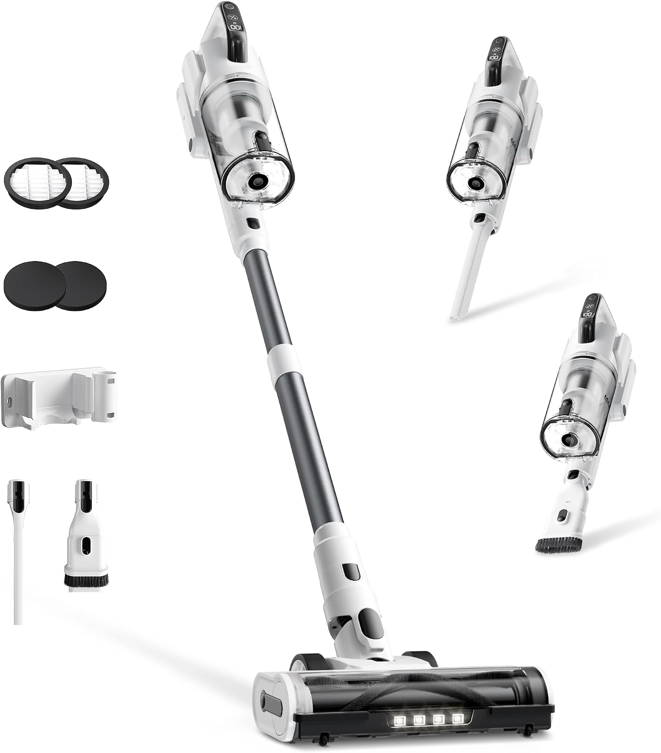 Cordless Vacuum Cleaner, Upgraded 650W 55KPa 70Mins Runtime Stick Vacuum Cordless, Self-Standing Lightweight Vacuum Cleaners for Home with LED Headlight Touch Screen, for Pet Hair/Carpet/Floor