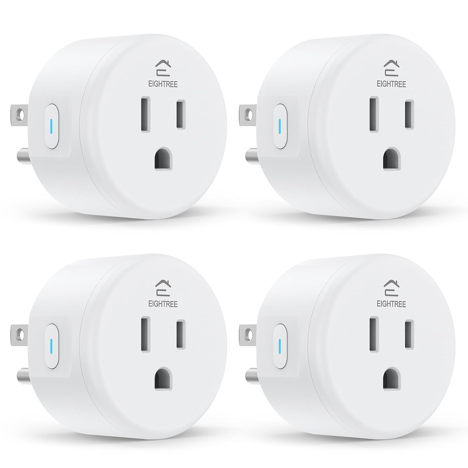 EIGHTREE Smart Plug WiFi Outlet Works with Alexa & Google Home, 15A, 4-Pack | Smart Home Socket with Remote Control & Timer Function, WiFi Plug for household appliances, No Hub Required, 2.4GHz WiFi Only