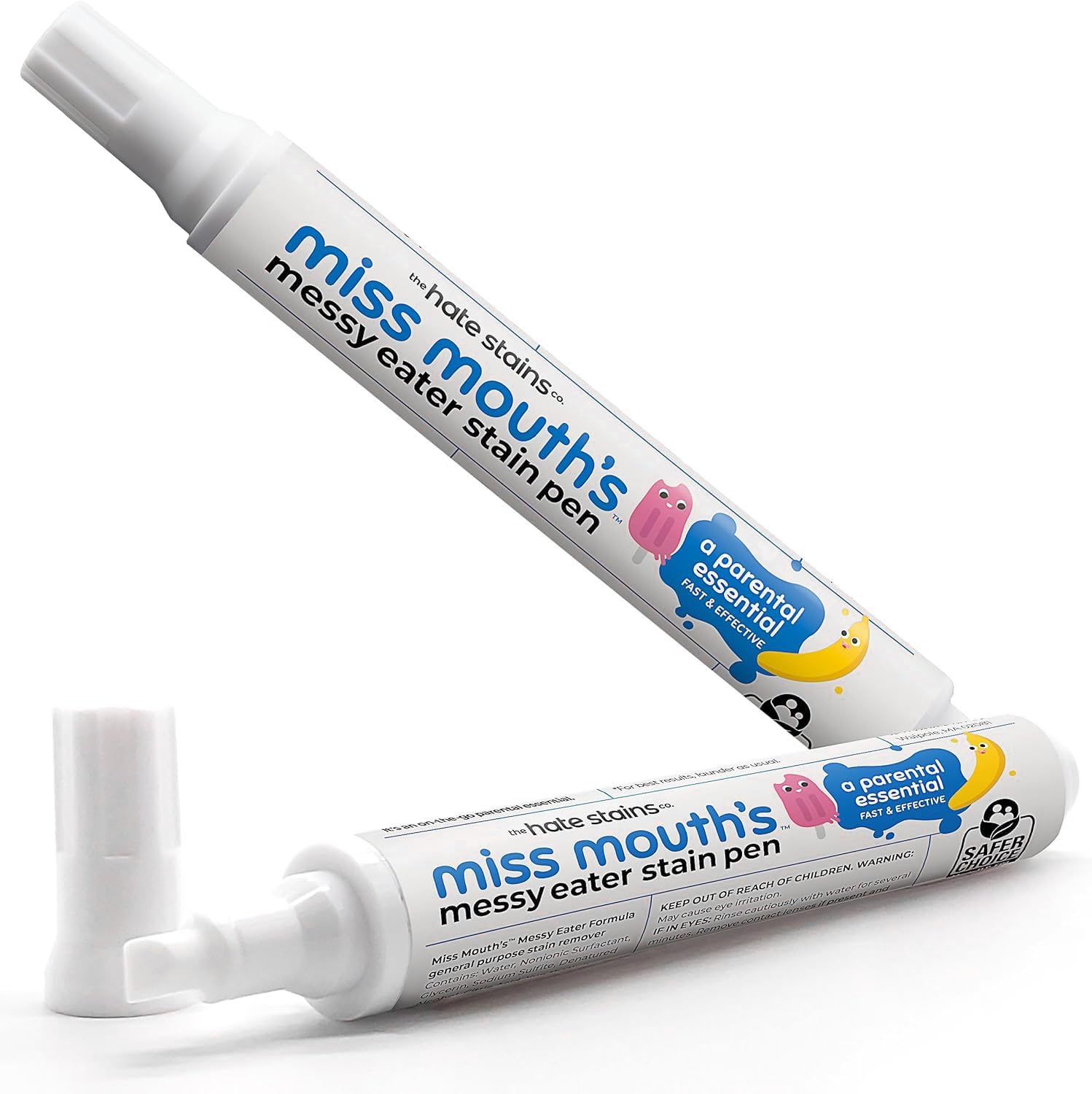 Miss Mouth’s Messy Eater Stain Remover Pen, On-The-Go Travel, 2 Pack | Instant Stain Remover Pen, Newborn & Baby Essentials, On-The-Go & Travel Essentials