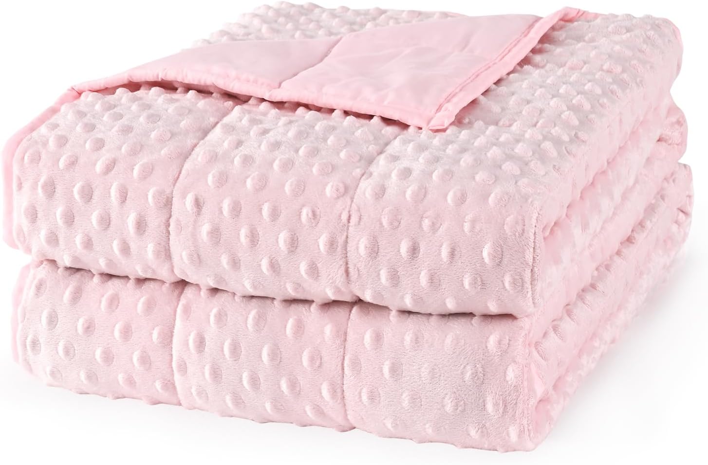 Mr. Sandman Weighted Blanket for Adults, Queen Size 15 lbs, 60 x 80 Inches | Cooling Soft Minky for Hot Sleepers; Machine Washable; Filled with Glass Beads; Heavy Bed Throw for Sleep; Pink