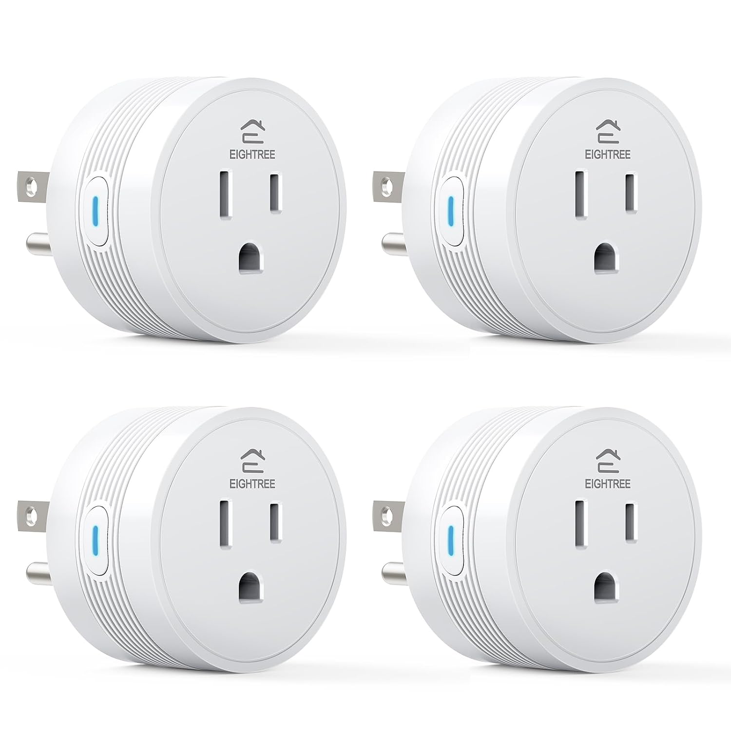 EIGHTREE 15A Smart Plug Works with Alexa & Google Home, Smart Outlet 4 Pack | WiFi Plugs for Smart Home, Voice & App Remote Control, Smart Outlet Timer, No Hub Required, FCC & ETL Certified, 2.4GHz Only