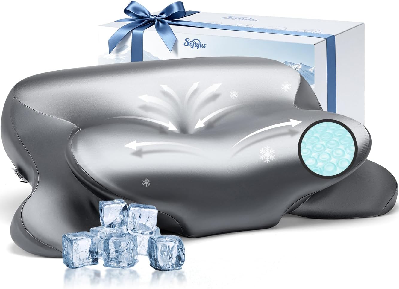 2026 Cooling Gel Memory Foam Pillow, Cervical Neck Pillow for Pain Relief | Ergonomic Cooling Pillow, Orthopedic Bed Pillows with Neck Support & Silk Cover for Hot, Side, Back Sleeper Cozy Sleeping