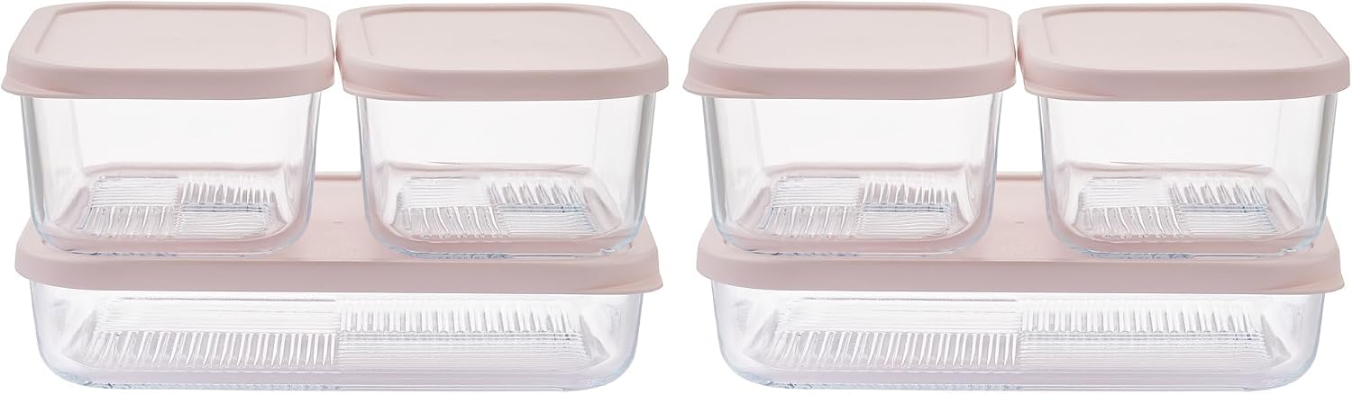Glass Food Storage Containers with Lids — 12 Piece — 26.5 oz & 40.57 oz Glass with BPA-Free Leakproof Stackable Lids — Microwave, Oven & Dishwasher Safe — Ideal for Meal Prep & More – Berry Blush