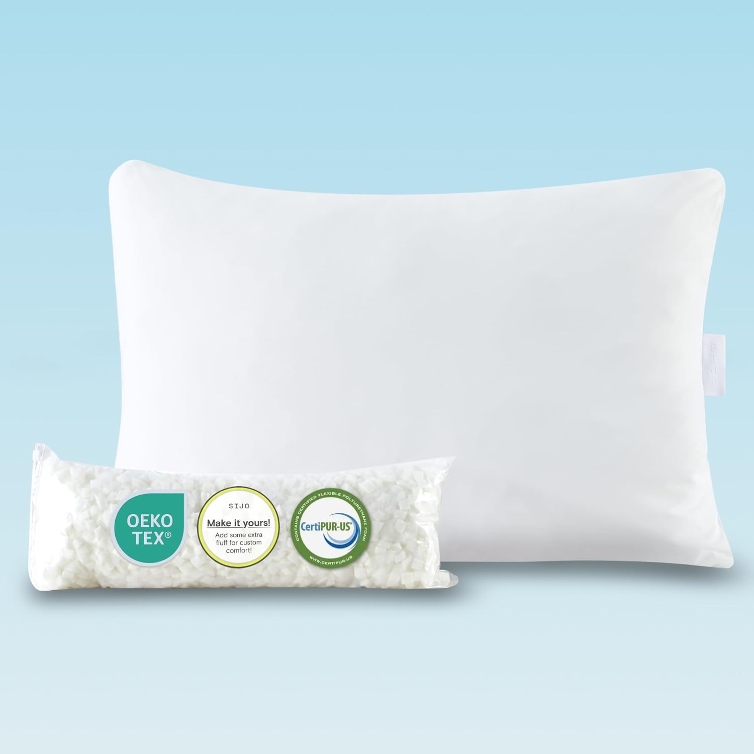 Sijo FlexCool Shredded Memory Foam Pillow – Adjustable Loft Pillow w/Cooling Surface – Good Housekeeping 2026 Bedding Award Winner – CertiPUR-US – Medium Firm for Back, Side, Stomach Sleeper (Queen)