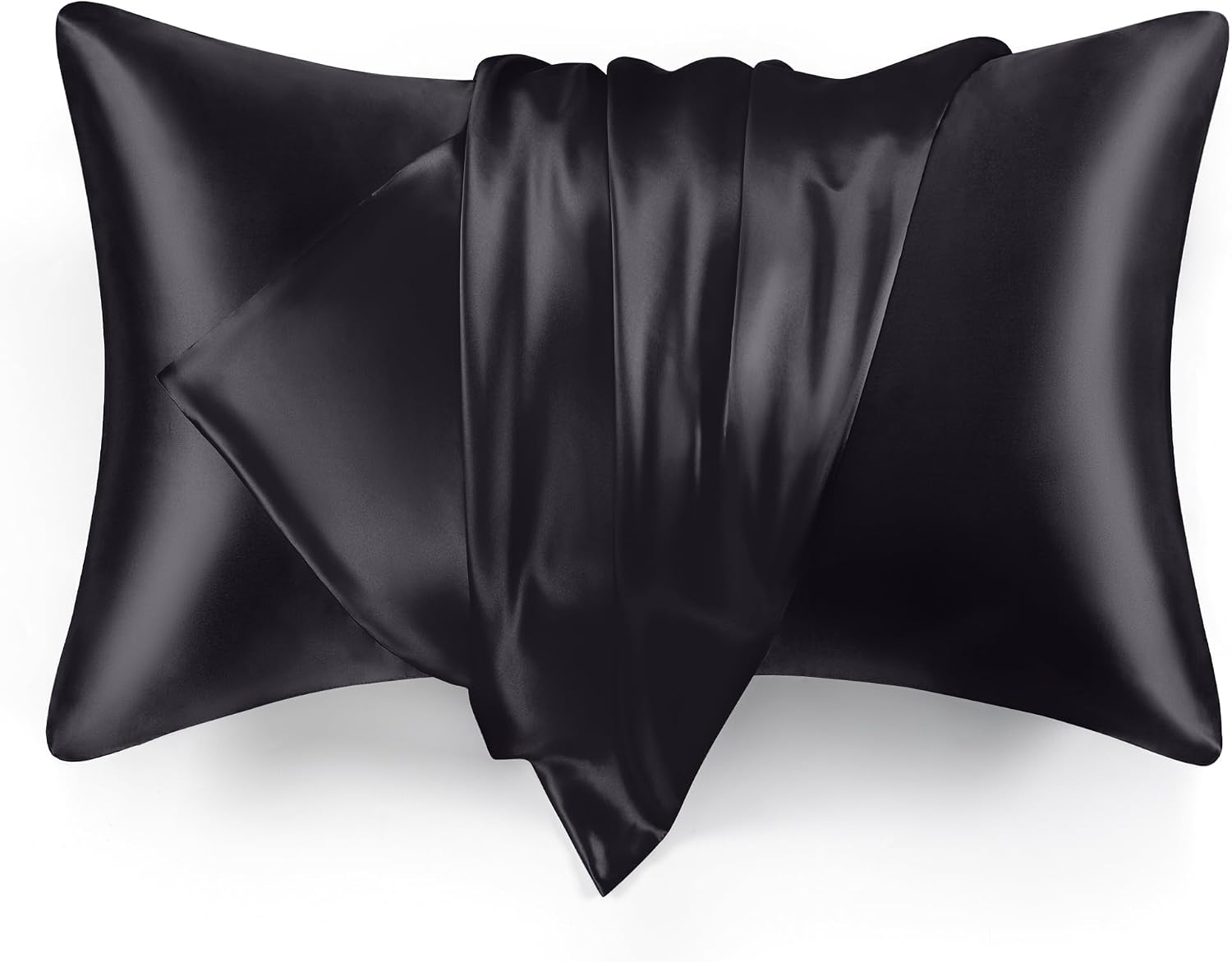Love’s cabin Satin Pillowcase Set of 2 Queen Size 20×30, Cooling Pillow Covers for Hair and Skin, Silky Smooth with Envelope Closure, Similar to Silk, Black