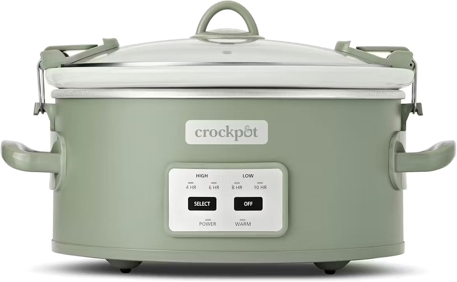 Crock-Pot Locking Lid 6qt Cook and Carry Programmable Slow Cooker, Green | Touch Control, 4 Pre Programmed Settings, Removable Stoneware, and Locking Lid