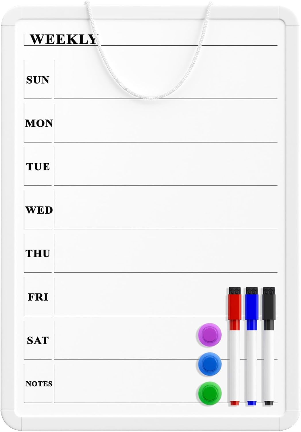 MaxGear Weekly Dry Erase Calendar Board, 11″ x 17″ Magnetic Whiteboard | Double-Sided Wall Planner: Weekly Calendar on One Side, Blank Whiteboard on The Other, Includes 3 Color Markers and Magnets