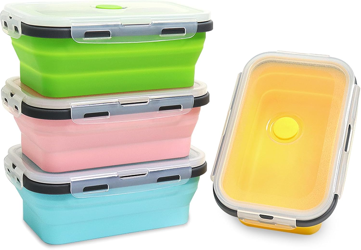 Collapsible Silicone Food Storage Container 4 Pack(27 Oz) | Non-Stick, Stackable, Space Saving, Not Oven-safe