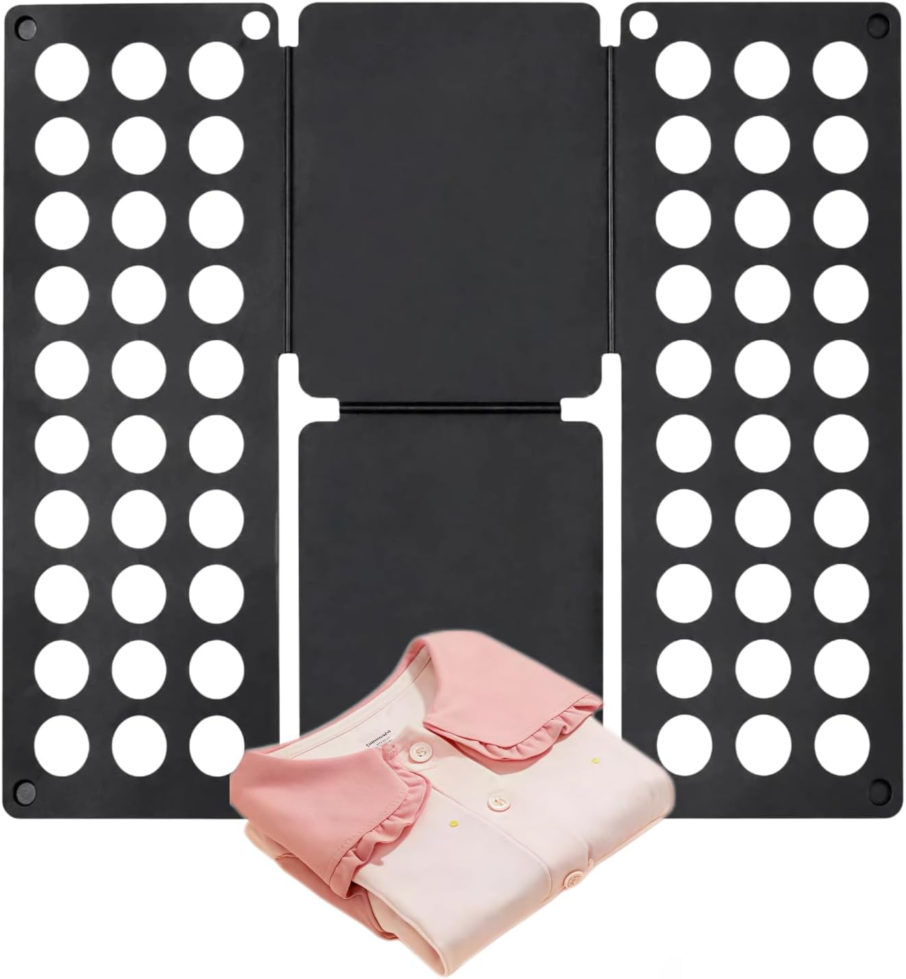 Mini Toddler Shirt Folding Board – Ages 1-7 Black, Builds Independence | great for Montessori laundry, lightweight PP, smooth rounded edges, quick & simple, develops confidence & skills, stores flat