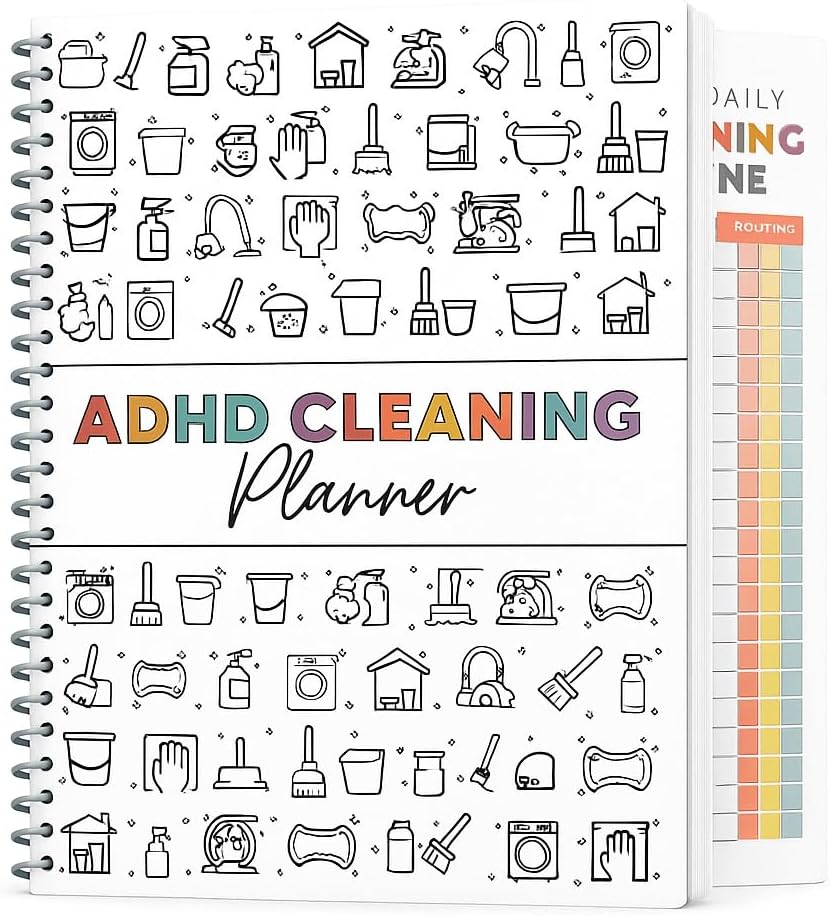 PGJ ADHD Cleaning Planner for Adults, Undated Cleaning Schedule & Checklist | ADHD Cleaning Planner, Daily Weekly Monthly Checklists, Home Organization Planner, Routine Tracker
