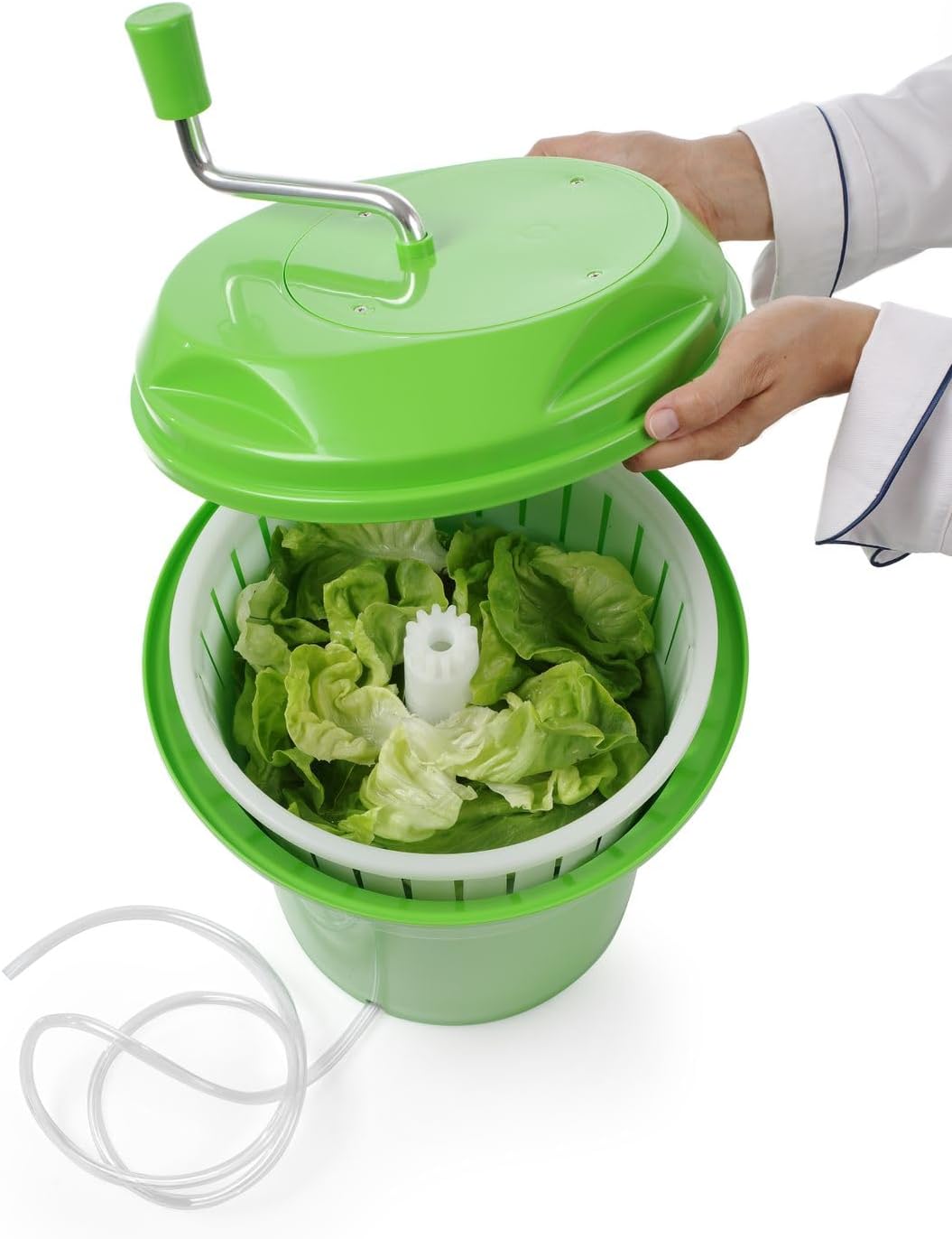 Heavy-Duty Vegetable Spinner, 12L Large Capacity Salad Dryer, Manual Lettuce Spinner for Commercial Catering, 3 Gallon Food-Grade Veggie Drainer for Restaurants, Food Trucks & Home Kitchens