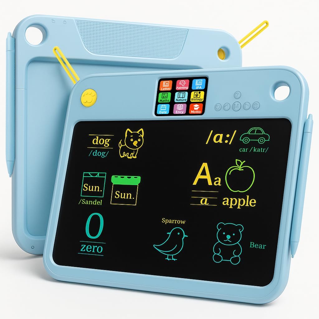 16″ Kids LCD Writing Tablet Dual Screen ，9 Learning Themes | USB Rechargeable, 300+ Sight Words Anti-Blue Light, Lock Button, Educational Toy for Girls Boys Ages 3-7