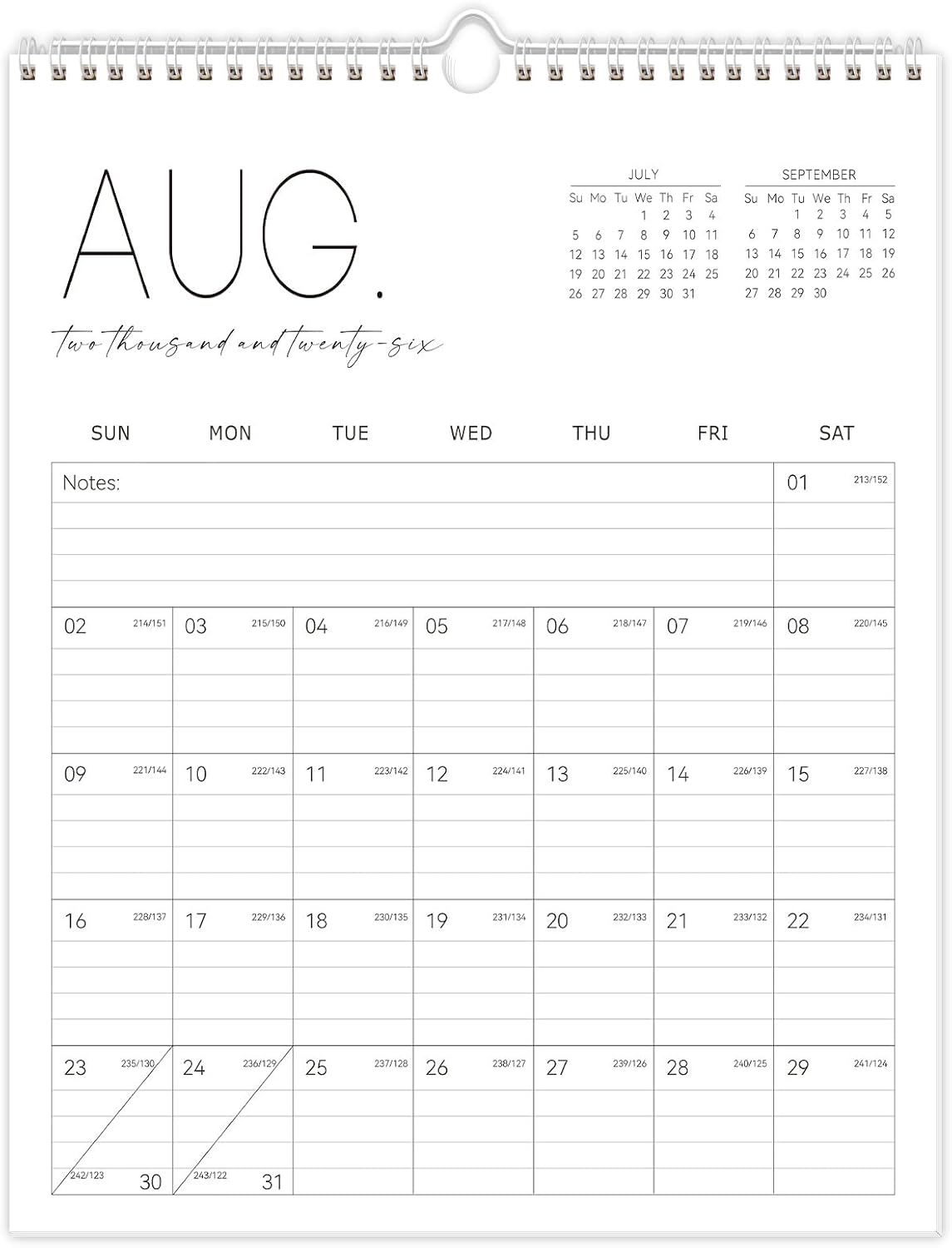 Guasslee Wall Calendar 2026-2027,19 Months Jun 2026-Dec 2027, 14″ X 11″ | Vertical Calendar with Notes Section & Julian Date, Monthly Planner for Office School Home Easy Organizing